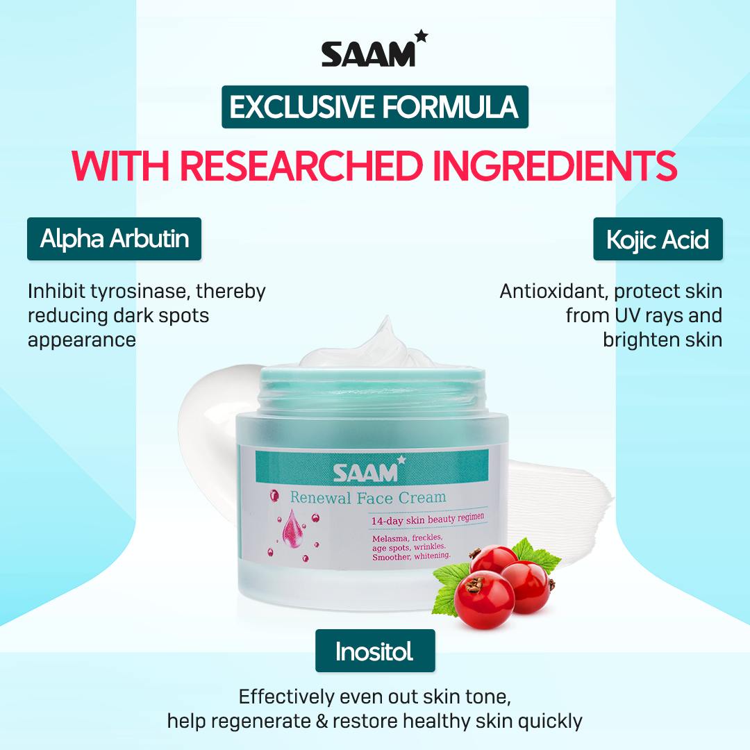 Saam Renewal Face Cream – Anti-Aging, Hydrating & Brightening Skincare | Natural Face Moisturizer for Glowing Skin