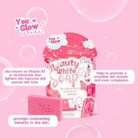 You Bright Glow  Beauty White Soap Micro Peeling 10x Power Whitening 70g (5 Bars Per Pouch)