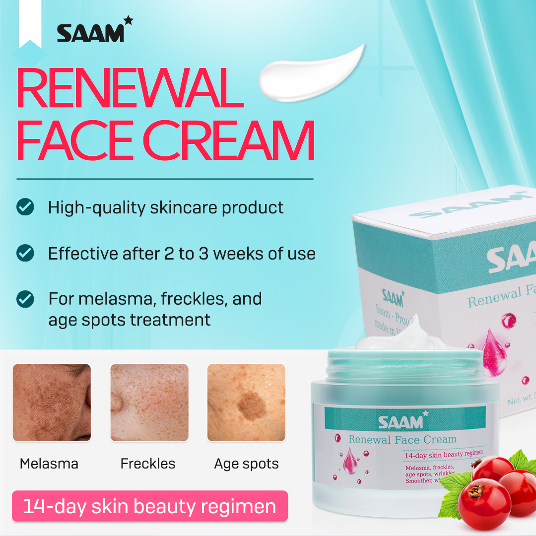 Saam Renewal Face Cream – Anti-Aging, Hydrating & Brightening Skincare | Natural Face Moisturizer for Glowing Skin