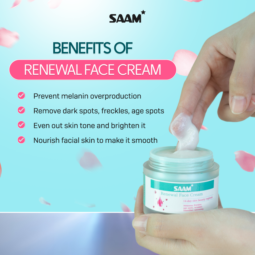 Saam Renewal Face Cream – Anti-Aging, Hydrating & Brightening Skincare | Natural Face Moisturizer for Glowing Skin